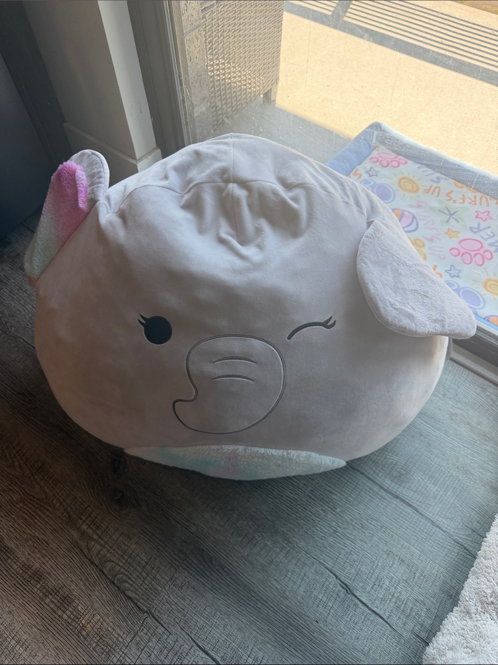 Squishmallows Milo Elephant Plush - Light Gray with Pastel Rainbow Accents